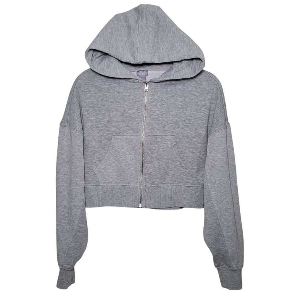 Tillys Cropped Zip Up Hoodie Sweatshirt Heather Gray Small Off-Duty Model